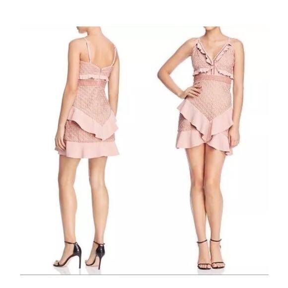 Bardot Fae Lace Mini Dress Pink Size 6 Small - Picture 2 of 12